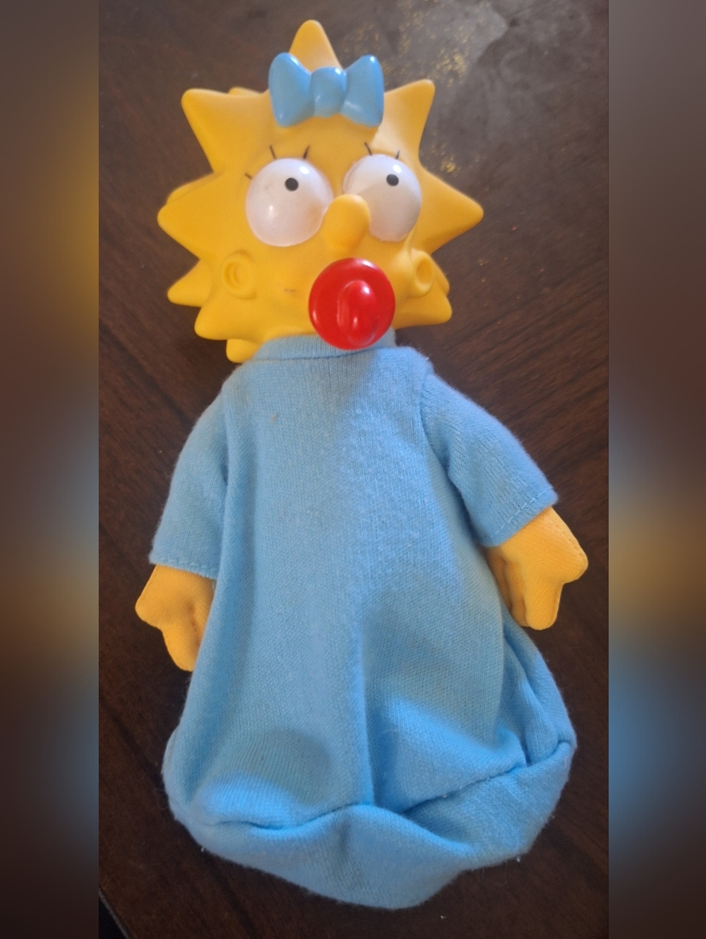 Blue-Clothed Yellow Baby Doll with Red Pacifier - Kids Toy
